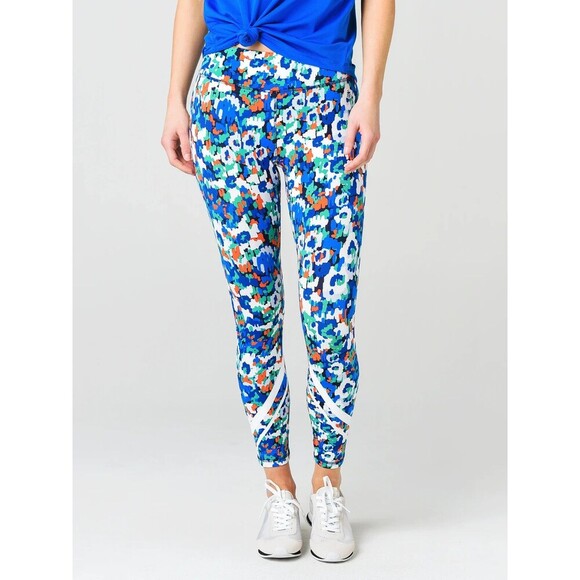 Tory Burch Sport Printed Chevron Leggings Small Cropped Pocket Size S - Picture 1 of 9